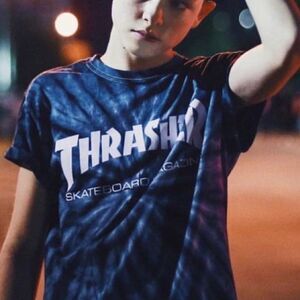 Thrasher Skater Blue and White Tie Dye Tee